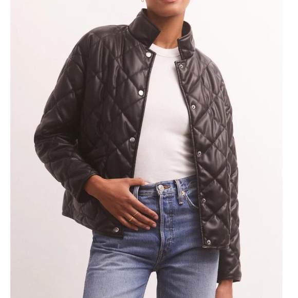 Z SUPPLY HERITAGE FAUX LEATHER JACKET BLK - Picture 2 of 9